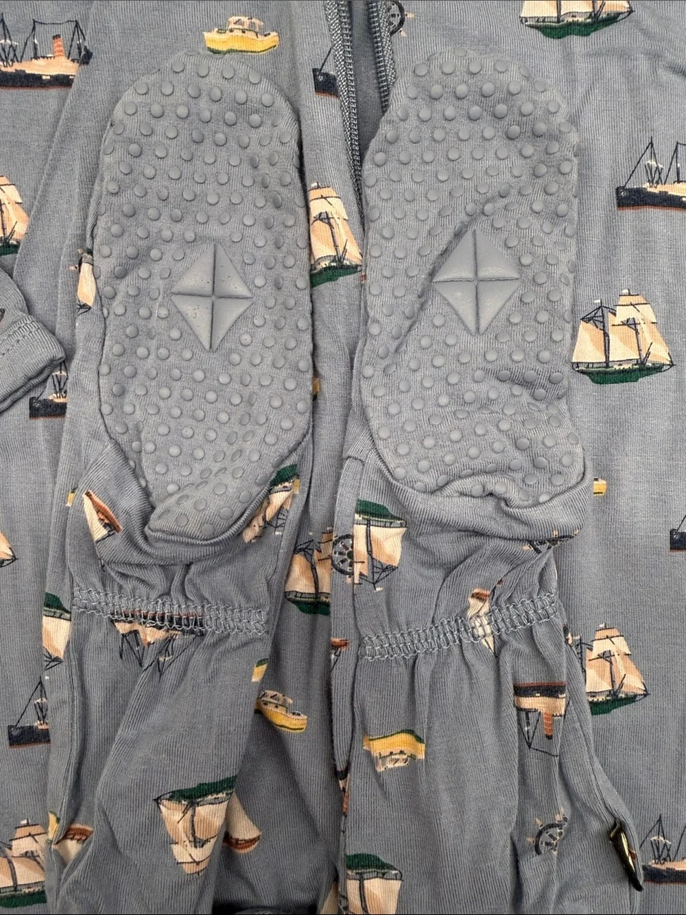Kyte BABY Blue “Vintage Boat” Print Footed One-Piece Pajamas sz 18-24